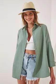 Рубашка - зеленая - оверсайз Happiness stanbul, зеленый