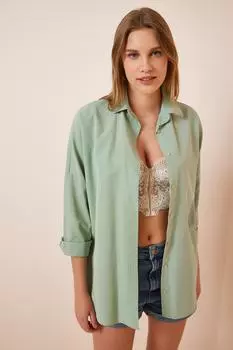 Рубашка - зеленая - оверсайз Happiness stanbul, зеленый