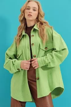 Рубашка - зеленая - оверсайз Trend Alaat Stili, зеленый