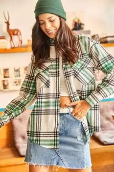 Рубашка – зеленая – приталенная Olalook, зеленый