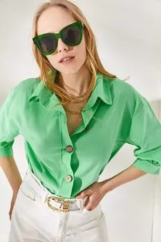 Рубашка – зеленая – стандартного кроя Olalook, зеленый