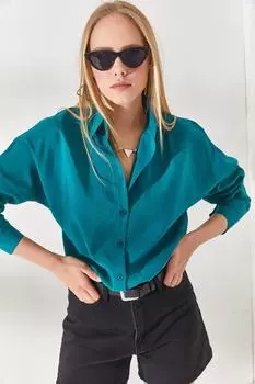 Рубашка – зеленая – свободного кроя Olalook, зеленый