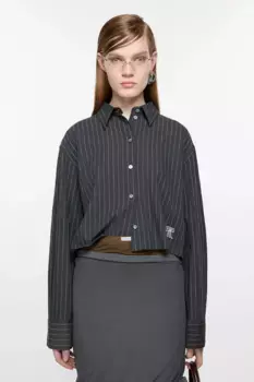 Рубашка жаккардовая тонкая полоска Acne Studios, черно-белый