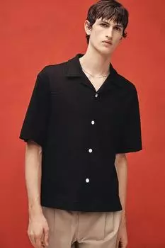 Рубашка жаккардового кроя, стандартного кроя H&M, синий