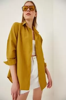 Рубашка - Желтая - Oversize Happiness stanbul, желтый