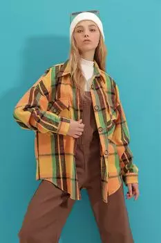 Рубашка - Желтая - Oversize Trend Alaat Stili, желтый