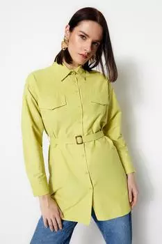 Рубашка - Желтая - Приталенная Trendyol Modest, желтый