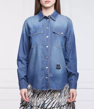 Рубашка женская Armani Exchange из денима с карманами, синий