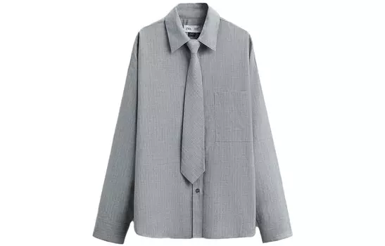 Рубашка женская белая/серая Zara