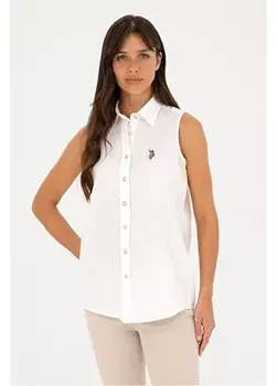 Рубашка женская белая со стандартным воротником ELMYKISA U.S. Polo Assn., белый
