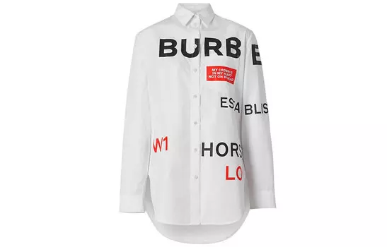 Рубашка женская Burberry с принтом, белый / черный / красный