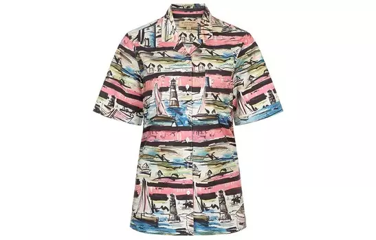 Рубашка женская Burberry с рисунком, розовый / черный / серый