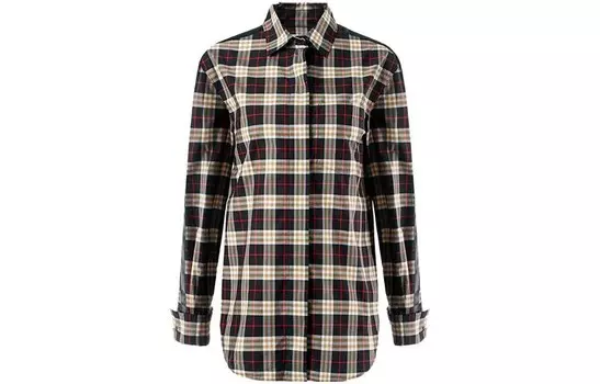 Рубашка женская Burberry в клетку, черный / бежевый