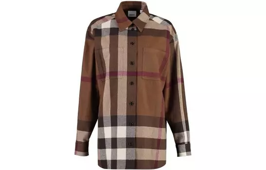 Рубашка женская Burberry в клетку, коричневый