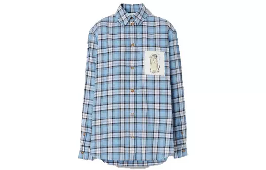 Рубашка женская Burberry в клетку, светло-голубой