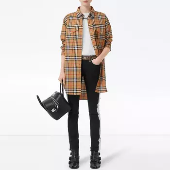 Рубашка женская Burberry в клетку, желтый