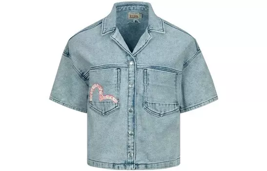 Рубашка женская джинсовая синяя Evisu