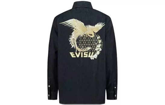 Рубашка женская джинсовая синяя Evisu