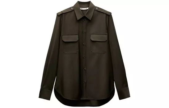 Рубашка женская, глубокий хаки Zara
