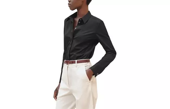 Рубашка женская Hermes на пуговицах, черный