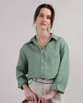 Рубашка женская из льна однотонная El Ganso, зеленый