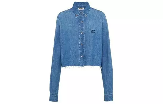 Рубашка женская королевского синего цвета Miu Miu