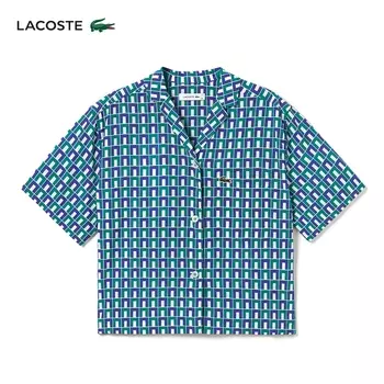 Рубашка женская Lacoste с лацканами, синий / зеленый