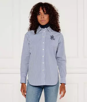 Рубашка женская Lauren Ralph Lauren свободного кроя в полоску, сине-белый