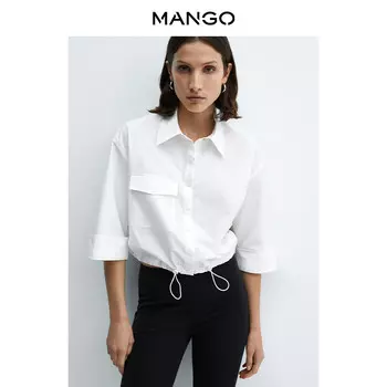 Рубашка женская Mango с карманом, зеленый