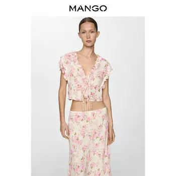 Рубашка женская Mango с кружевным воротником, белый