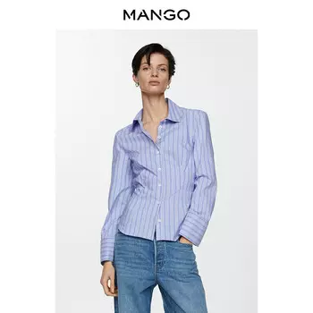 Рубашка женская Mango в тонкую полоску, белый