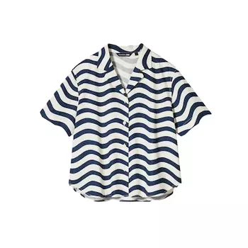 Рубашка женская Marimekko, цвет морской волны UNIQLO, Marine Blue