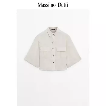 Рубашка женская Massimo Dutti из чистого льна, кремовый
