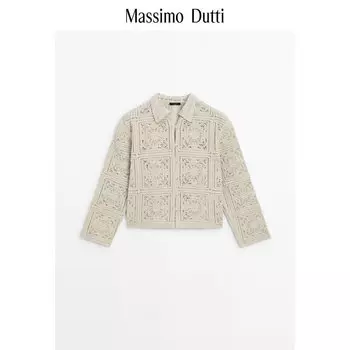 Рубашка женская Massimo Dutti связанная крючком, кремовый