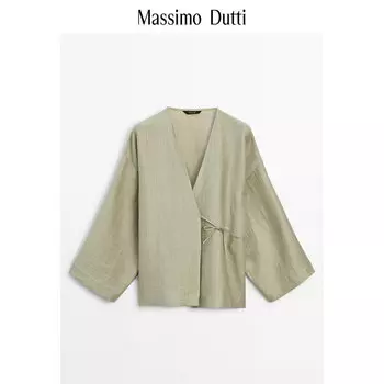 Рубашка женская Massimo Dutti в китайском стиле, зеленый