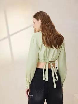 Рубашка женская Mslan с V-образным вырезом, зеленый