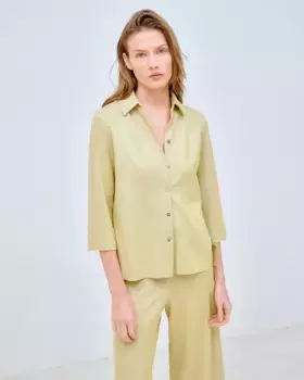 Рубашка женская однотонная с французскими рукавами Lasserre, жёлтый
