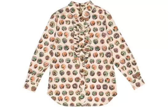 Рубашка женская Off White X Burberry в горошек, бежевый