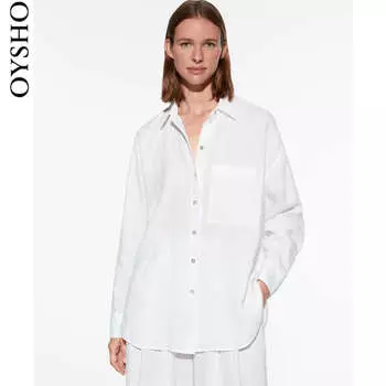 Рубашка женская Oysho льняная, белый