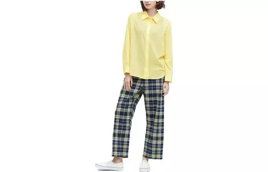 Рубашка женская пастельно-желтая Uniqlo