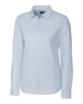 Рубашка женская с длинным рукавом из эластичной ткани Oxford Stripe Cutter & Buck, светло-голубой