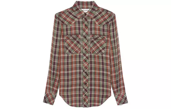 Рубашка женская Saint Laurent в клетку, красный / зеленый