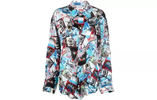 Рубашка женская синяя Balenciaga