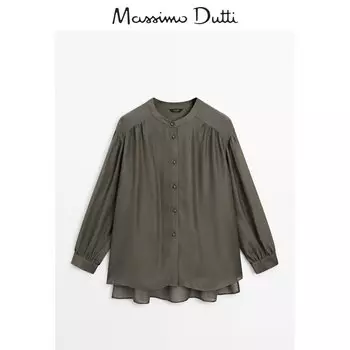 Рубашка женская Special Massimo Dutti с круглым вырезом, коричневый