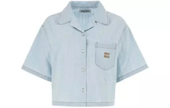 Рубашка женская светло-голубая Miu Miu
