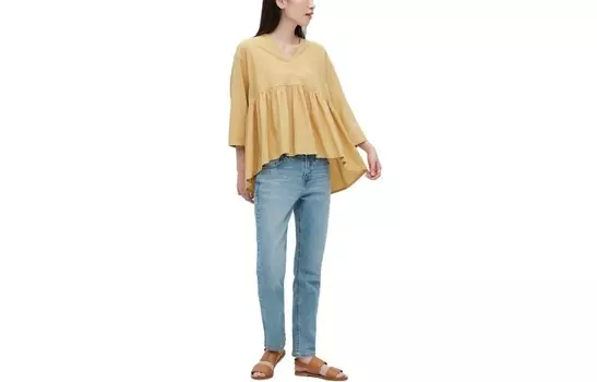 Рубашка женская светло-желтая Uniqlo