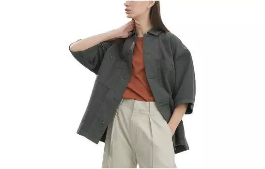 Рубашка женская темно-серая Uniqlo