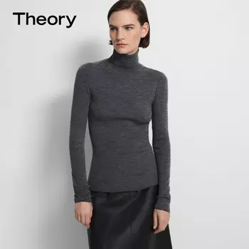 Рубашка женская Theory с высоким воротником и длинными рукавами, черный