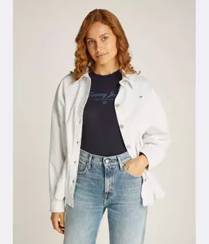 Рубашка женская Tommy Jeans свободного кроя вельветовая, белый
