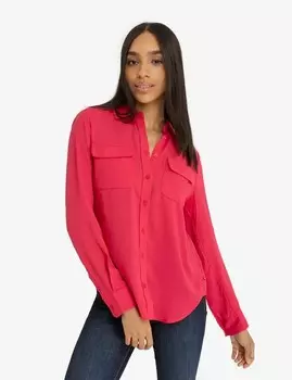 Рубашка женская U.S. Polo Assn.Chest Pocket Pleated Front, фуксия